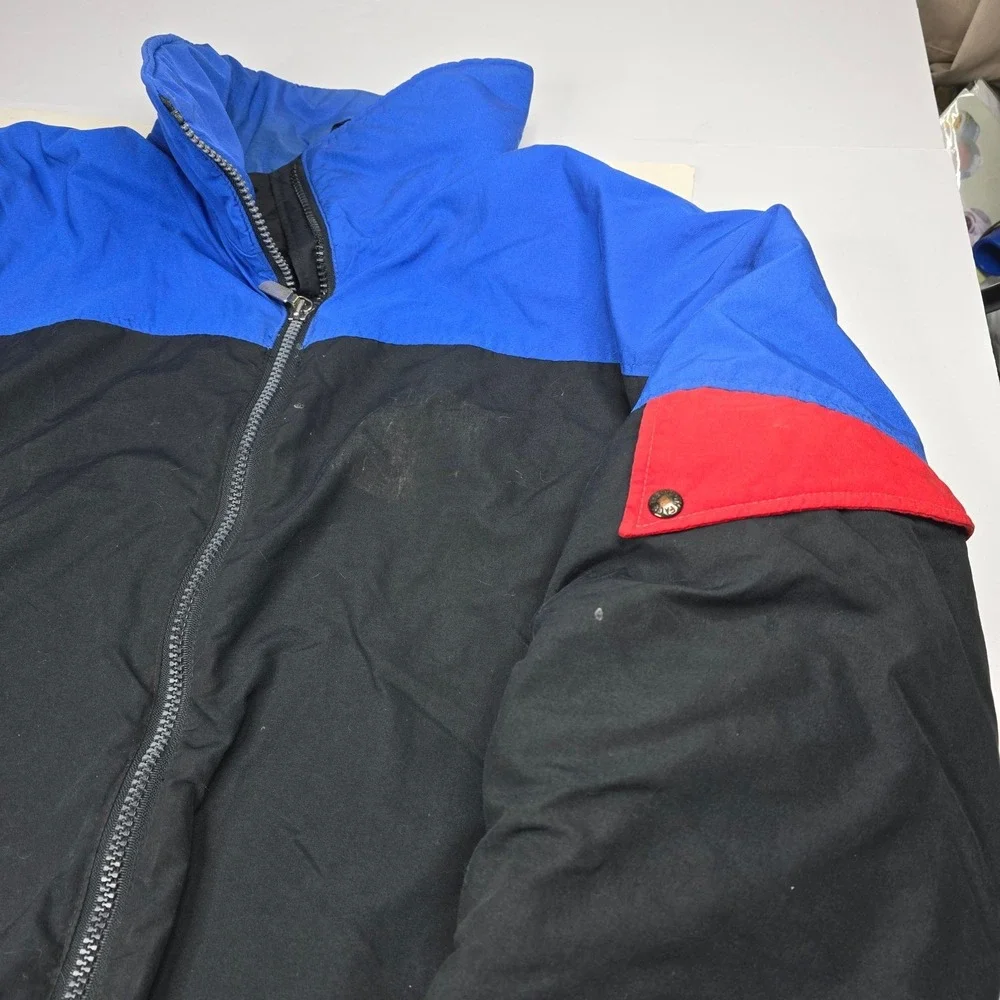 The North Face Colorblock Puffer Jacket Blue‎ Red Black Zip Up Insulated XL USA